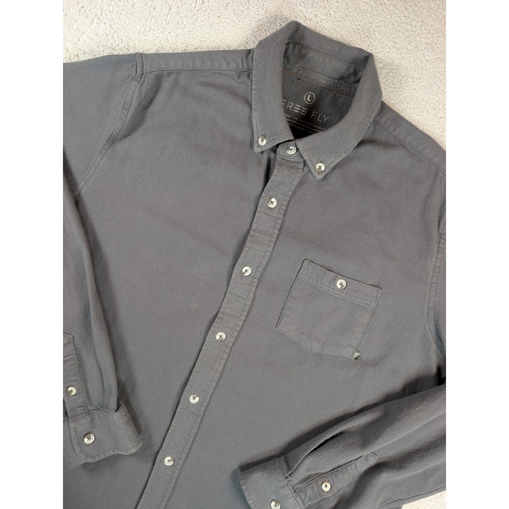 Free Fly Mens Performance Bamboo Button Down Shirt Charcoal Gray Large L